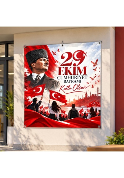 29 Ekim Cumhuriyet Bayramı 160x160 Cm Vinil Afiş 05 Tüm Yaşlar
