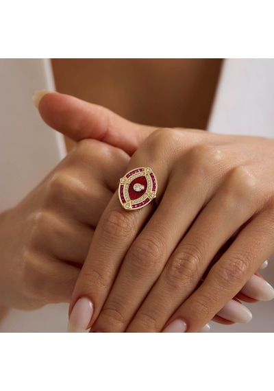 Passion Eye 14 Ayar Altın Yüzük Ruby T14425 Renkli