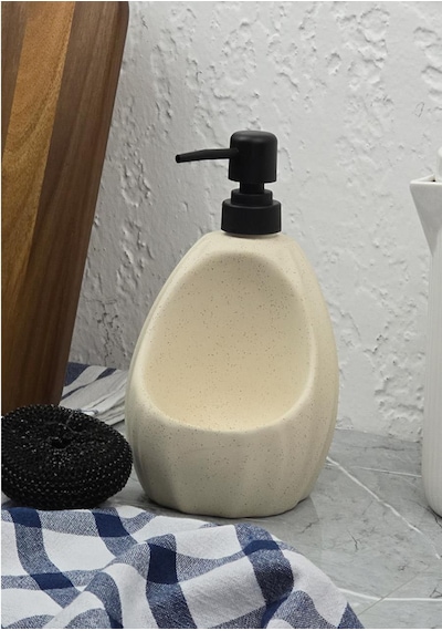 Taş Desenli Sıvı Sabunluk - Sünger Hazneli Mutfak Sabunluğu - 700 Ml - Dalga Desen -