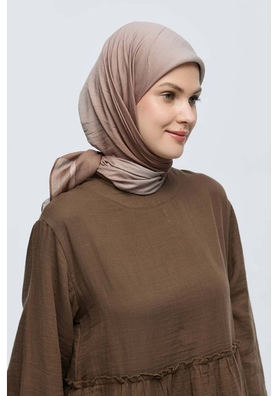 Moda Kaşmir Mirora Desen Bambu Eşarp Koyu Vizon