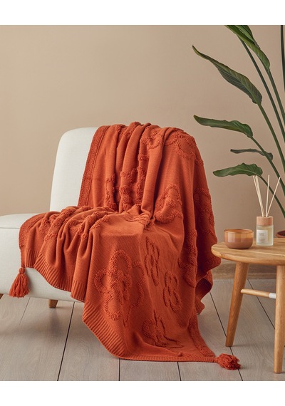 English Home Luxwrap Triko Koltuk Şalı Kiremit Kiremit