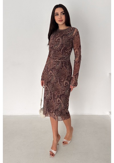 Noa & Noa Kadın Paisley Desenli Midi Elbise Burgundy Veil Kahverengi Noa & Noa Kadın Paisley Desenli Midi Elbise Burgundy Veil Kahverengi