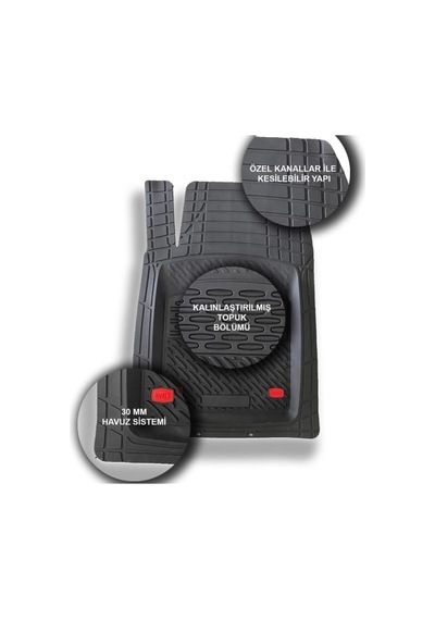 Safir Skoda Kamiq İle Uyumlu Universal 3d Paspas Krom Karbon