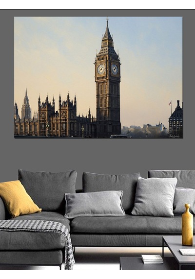 Londra'nın Simgesi Tarihi Big Ben Dekoratif Kanvas - Mdf Ahşap Tablo