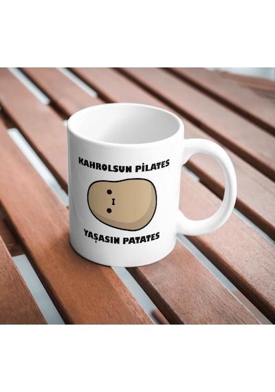 Yaşasın Patates Komik Baskılı Kupa Bardak Hediyelik Çay Kahve Kupası Coffee Mug Beyaz - Çok Renkli