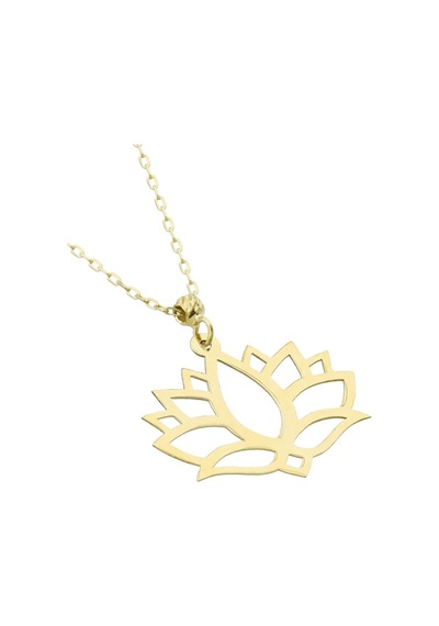 Dorika Toplu Lotus Çiçeği 14 Ayar Altın Kolye Sarı