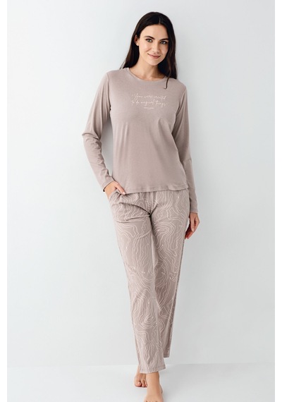 Pierre Cardin Kadın Kahverengi Pijama Takımı Pc9096-s-v1 Kahverengi