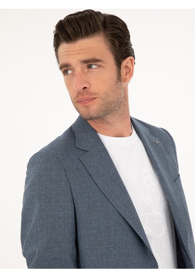 Cacharel İndigo Slim Fit Yün Karışımlı Takım Elbise Mavi