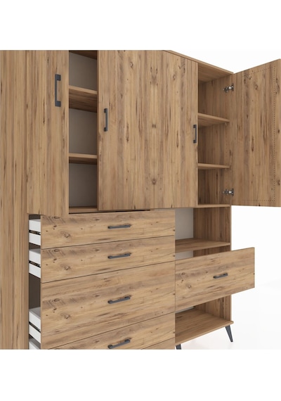 Hyperion Gardrop 7 Raflı 6 Çekmeceli 4 Kapaklı 176x44x221 Çam-çam Çam Hyperion Gardrop 7 Raflı 6 Çekmeceli 4 Kapaklı 176x44x221 Çam-çam Çam