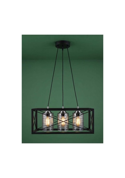 H-acraft Modern Curva Metal Füme Avize 3'lü Siyah