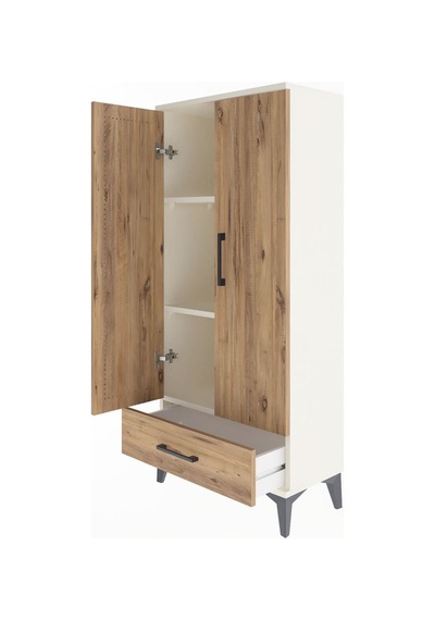 Arges Dolap 3 Raflı Tek Çekmeceli 2 Kapaklı 60x30x134 Aytaşı-çam Aytaşı