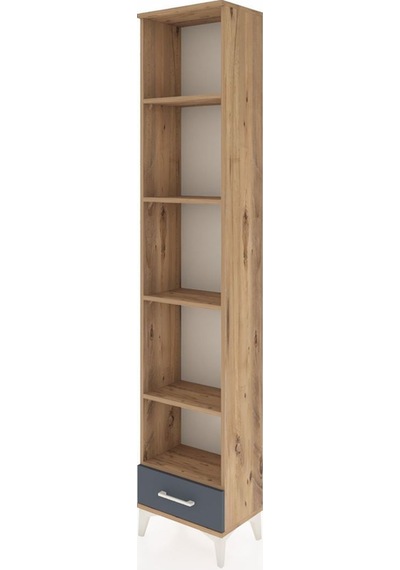 Arges Dolap 5 Raflı Tek Çekmeceli 44x30x221 Çam-antrasit Atlas Çam