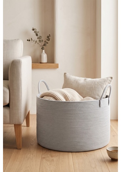Villadia Home Textile Hasır Sepet Çok Amaçlı Çamaşır Oyuncak Battaniye Kıyafet Depolama Sepeti Dekoratif Organizer 3210sepet