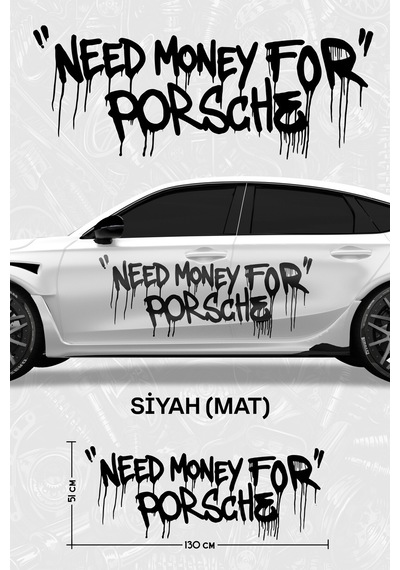 Need Money For Porsche Yan Gövde Sticker Siyah Mat - 864811964