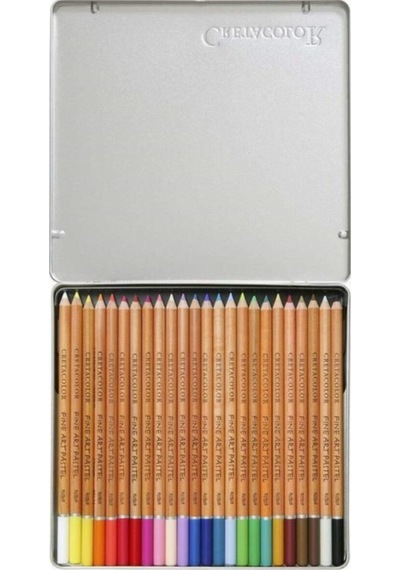 Fine Art Pastel Boya Kalemi 24 Renk Metal Kutu 470 24 Çok Renkli