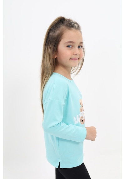 Toontoy Kids Toontoy Kız Çocuk Welcome Ayı Baskılı Tişört Mint Yeşili