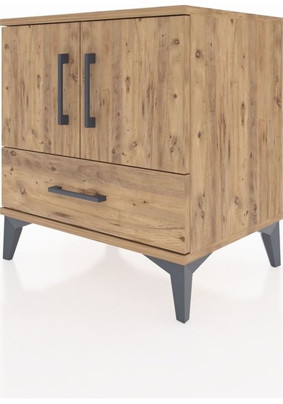 Hyperion Komodin 2 Raflı Tek Çekmeceli 2 Kapaklı 60x44x64 Çam... Çam