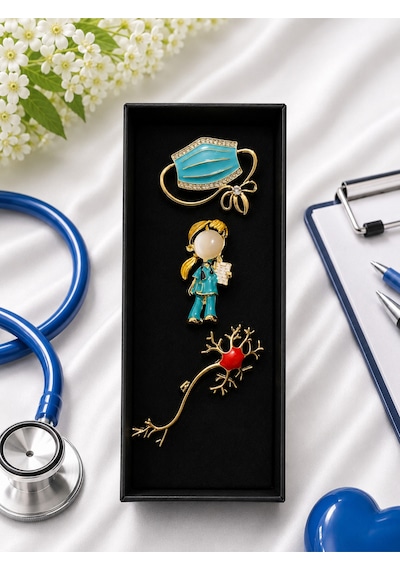 Doktor Temalı Premium Broş Seti Günlük Kombinlere Şık Dokunuş 6 Renkli