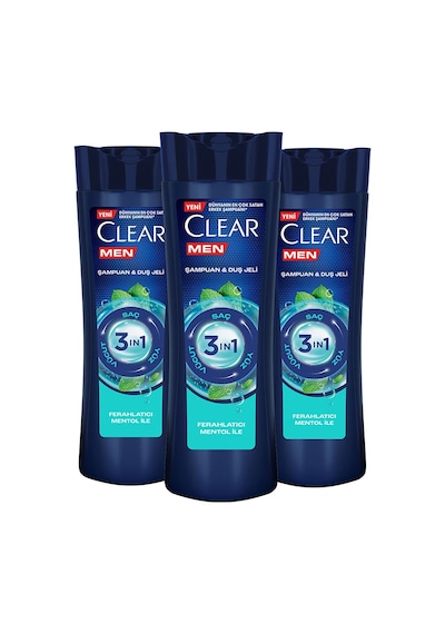 Clear Men Ferahlatıcı Mentol Etkisi 3 in 1 Şampuan & Duş Jeli 3 x 350 ML