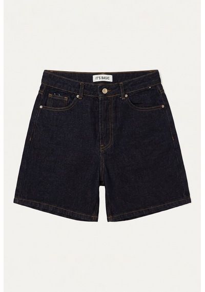 Itsbasic Kadın İndigo Selvedge Diana 7s6-50 Relax Mom Fit Denim Şort