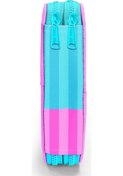 Coral High Kız Çocuk Turkuaz Pembe Çizgi Desenli Katlı Organizer Kalemlik Kalem Kutusu 31120 Turkuaz - Pembe