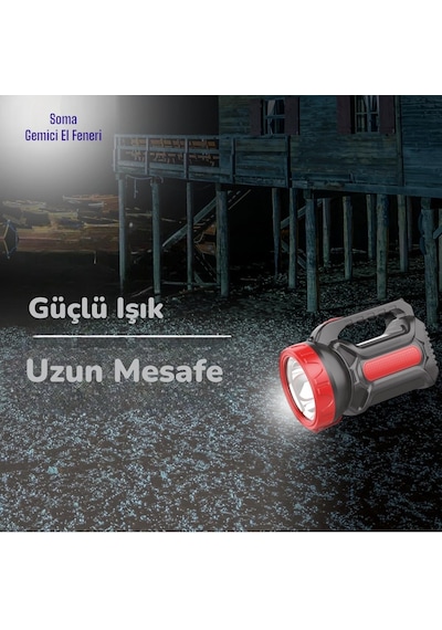 Şarjlı Led El Feneri Güçlü Led Işık Kamp Lambası Cata Soma Power Led Gemici El Feneri