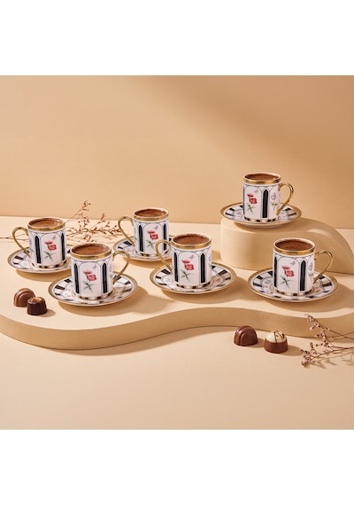 Aryıldız Best 12 Parça 6 Kişilik Kahve Fincan Takımı Siyah 90 Ml Çok Renkli