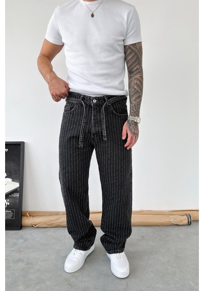 Füme Kemerli Premium Tasarım Baggy Pantolon