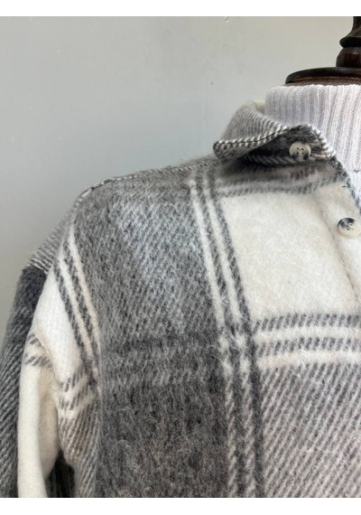 Unisex Jakarlı Oversize Gömlek Gri