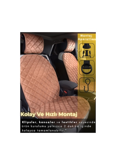 Audi Q5 Uyumlu 2'li Süet Oto Koltuk Minderi Terletmez Universal Su Geçirmez A1 Kahverengi