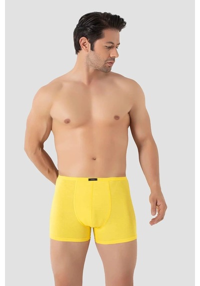 Carlburn Premium Erkek İnce Bel Lastikli Bambu Boxer Sarı 5'li Paket Günlük Pürüzsüz Yumuşak