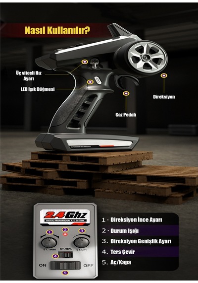 Profesyonel Rc Uzaktan Kumandalı Araba 4wd 1:16 Metal İç Aksam 70km/h Şarjlı 4x4 Model Araç - Mavi