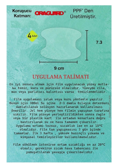 Araba Kapı Kolu Içi Koruyucu Sticker - Ppf Film Sticker - 4 Parça - Alman Malı - Şeffaf Boya Çizik Önleyici - Tırnak Koruma Sticker - 00358 Standart