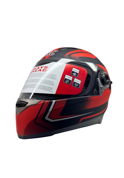 Kask Bgc Full Face Vizörlü Kask Mat Siyah - Kırmızı