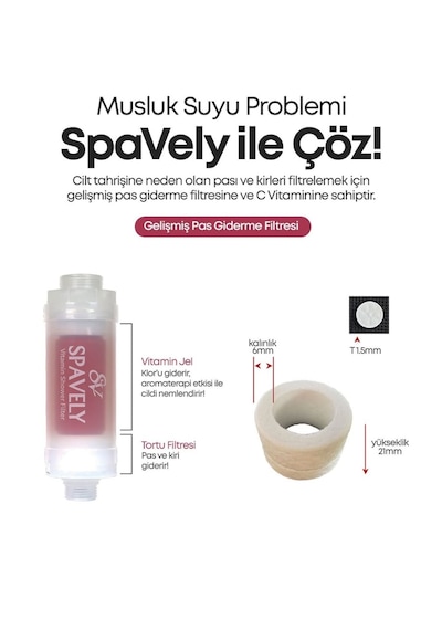 Spavely Duş Filtresi Gül Esanslı - Klor Ve Kireç Karşıtı, Kokulu, C Vitaminli 150 Gr