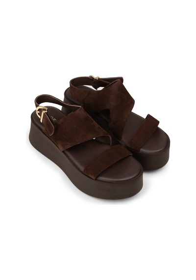 Deery Kadın Hakiki Süet Kahverengi Sandalet - 24307zkhvc02