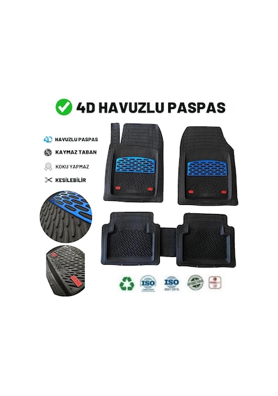 Fiat Doblo Maxi 2017 4d Havuzlu Üniversal Yeni Nesil Pro Paspas Siyah - Mavi
