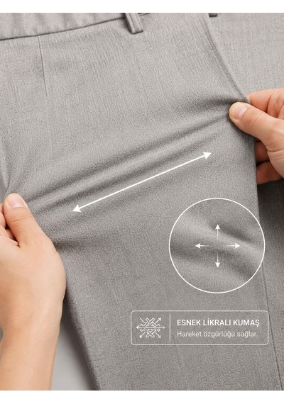 Classics Men Caserta Regular Fit Likralı Erkek Kumaş Pantolon - 7558 Açık Gri