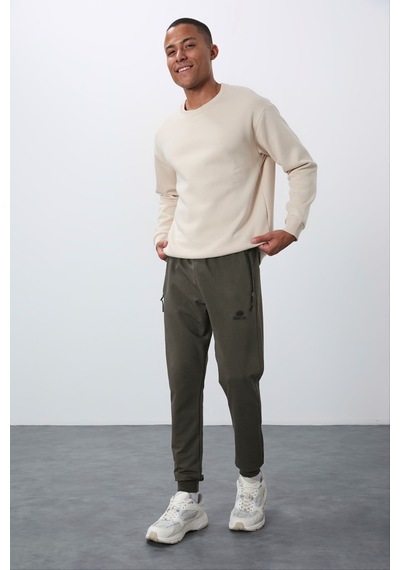 Tommy Life Haki Fermuar Cepli Standart Kalıp Jogger Erkek Eşofman Alt - 84651 Haki