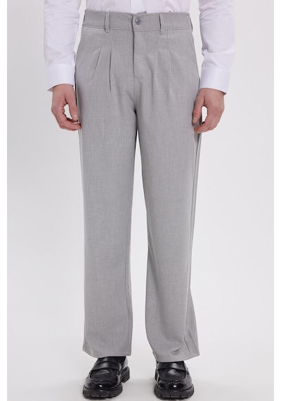 Tudors Erkek Regular Fit Klasik Kesim Normal Bel Geniş Paça Gri Pantolon-40338 gri