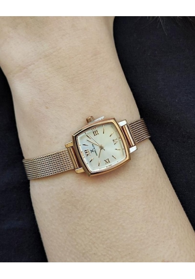 Daniel Klein Dke.1.10844-5 Kare Kadran Hasır Kordon Metal Kasa 3 Atm Suya Dayanıklı Rose Renk Kadın Kol Saati Rose Gold