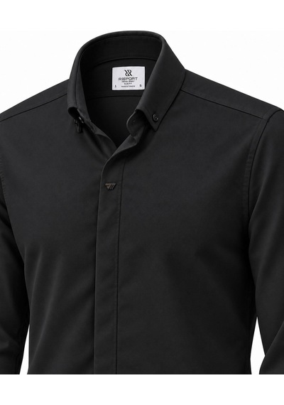 Classics Men Re Port Uzun Kol Slim Fit Erkek Kapalı Patlı Gömlek - 7791 Siyah