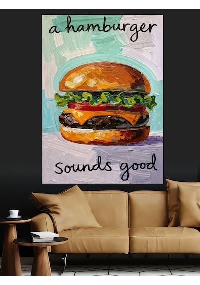 Hamburger Sounds Good Posteri Dekoratif Kanvas - Mdf Ahşap Tablo