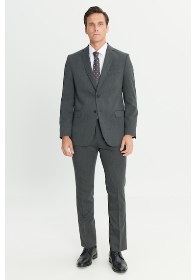 AC&Co / Altınyıldız Classics Erkek Antrasıt Slim Fit Dar Kesim Mono Yaka Takım Elbise Antrasit