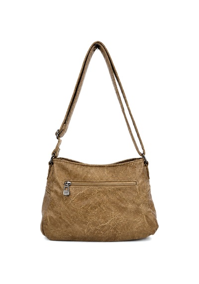 Sanmorris Suni Deri Çok Cepli Kadın Omuz Çantası Sı-09 Beige