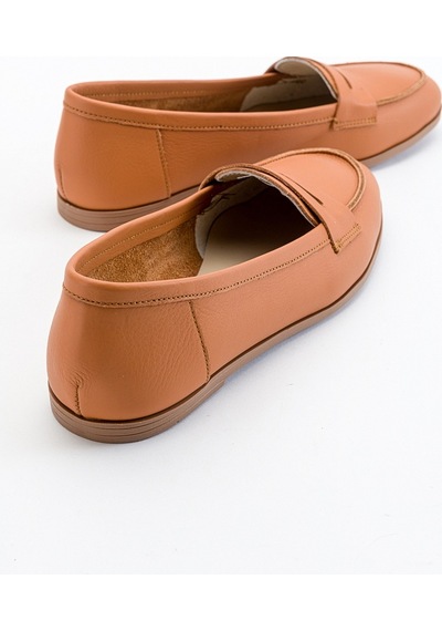 Luvishoes Luvi Shoes F02 Taba Cilt Kadın Babet Taba
