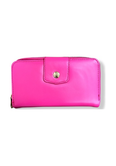 Me-vo Fermuarlı Kadın Cüzdanı, Çok Bölmeli, Pembe, Metal Detaylı Pembe