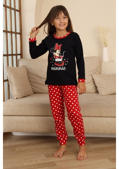 Miniğimin Cicileri Mnn Puantiye Baskılı Kız Çocuk Pijama Takı... Siyah