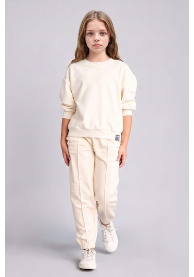 Defacto Okula Dönüş Relax Fıt Bisiklet Yaka Sweatshirt Kız Çocuk E6842a826auer98 Ekru-er98