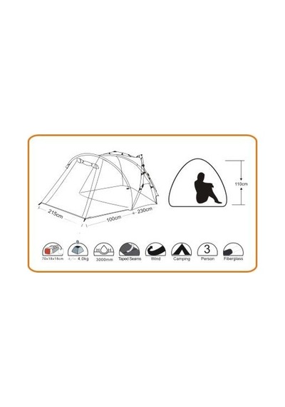 Wildland Alps 300 4 Mevsim 3 Kişilik Kamp Çadırı Mavi